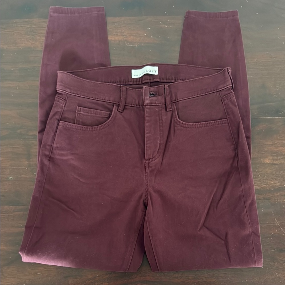 LOFT Women's Deep Burgundy‎ Skinny Jeans
